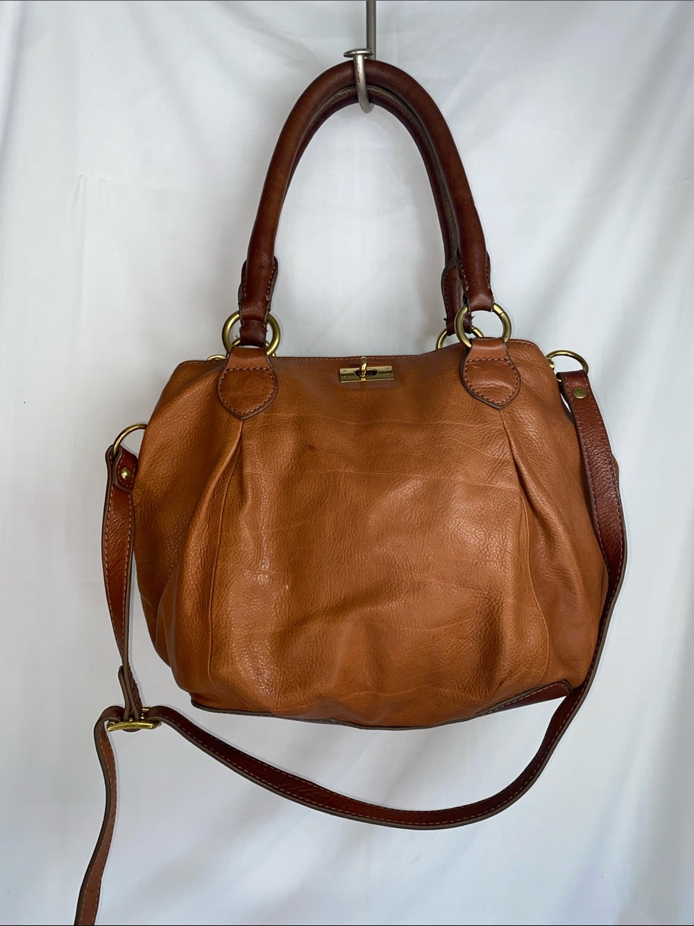 J. Crew Brompton Hobo Two-Tone Brown Leather Shoulder Crossbody Satchel